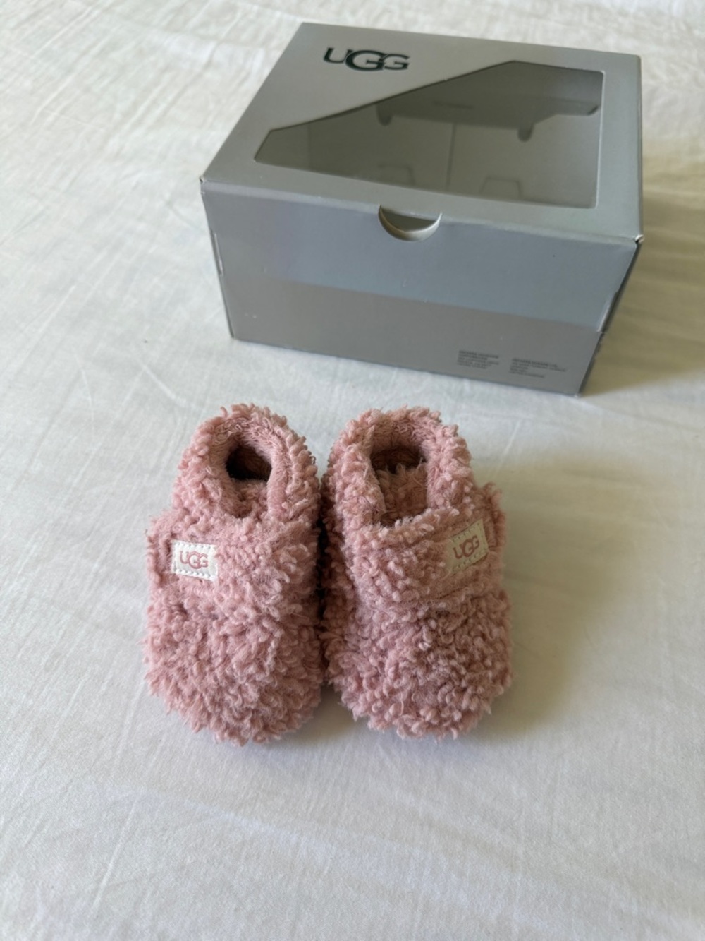 UGG Baby Pink Fuzzy Walker Slippers